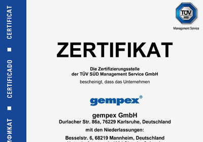 gempex News - 10 Jahre Zuverlässigkeit und Qualität